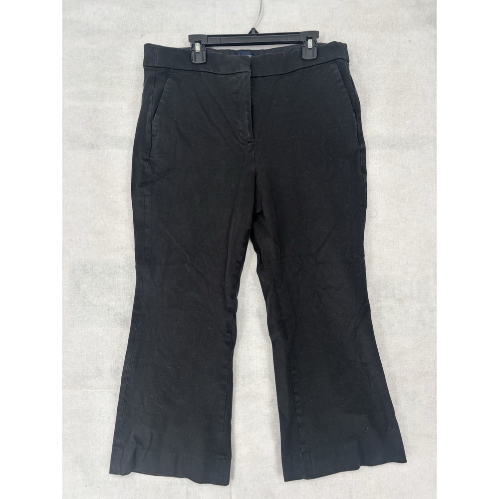 J Crew Womens Cropped Pants Black Size 10 Kelsey Pant High Rise Wide Leg
